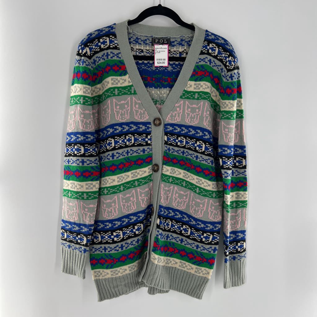 S fair isle button down cardi