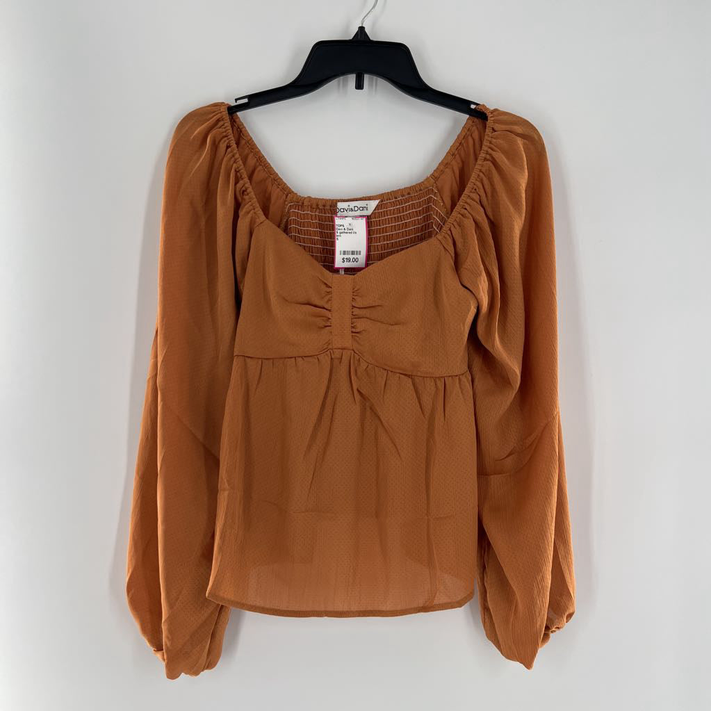 S gathered l/s peplum top