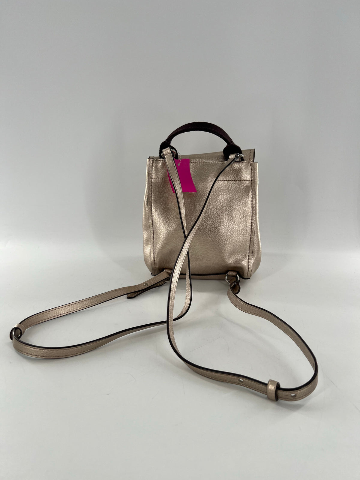 leather metallic mini backpack