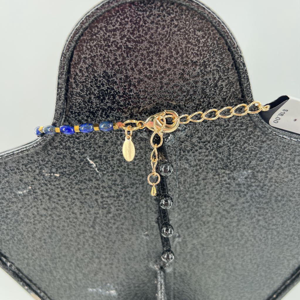12" blue & green rectangle stone necklace