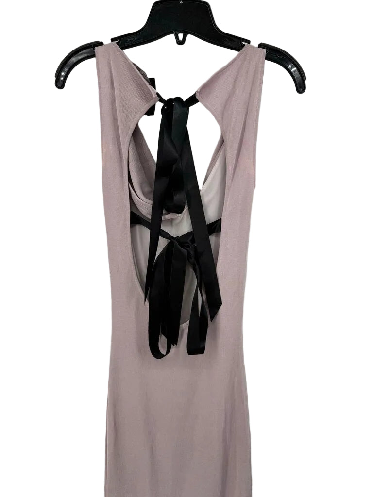 Alexander McQueen XS Lavender Knit Dress w/ Black Ribbon Tie Back