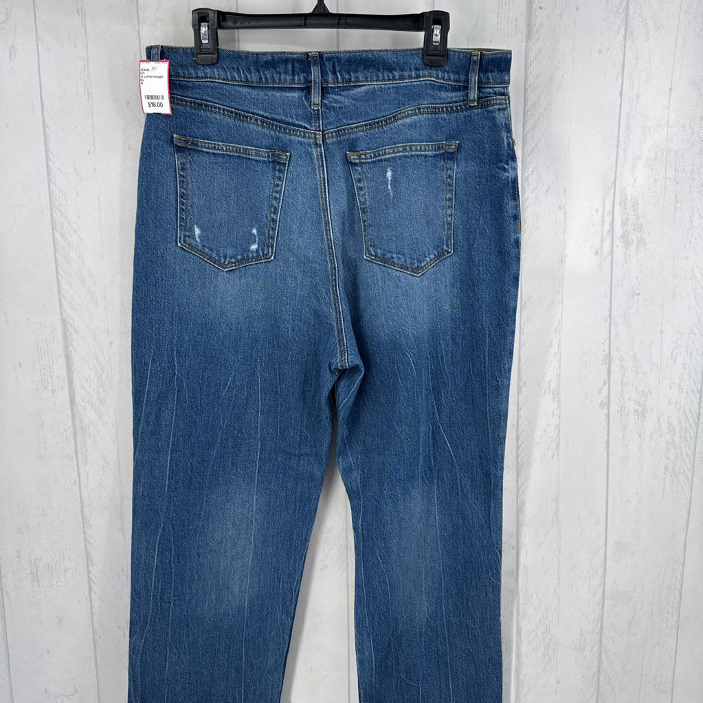 14 cuffed straight leg jean