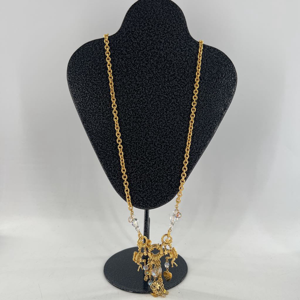 17" gold tone fairy charm necklace