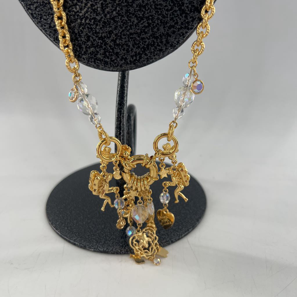 17" gold tone fairy charm necklace