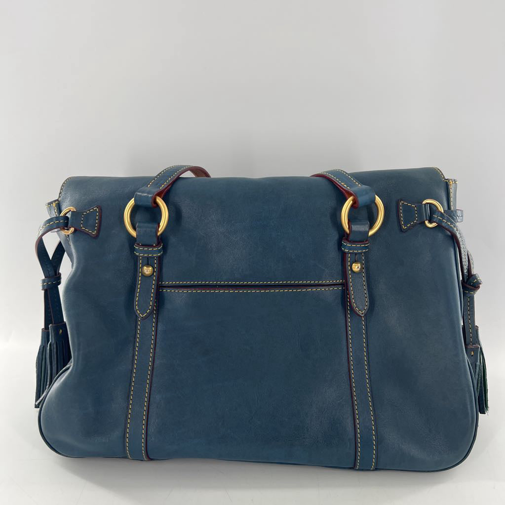 tassel top zip front flap pocket satchel
