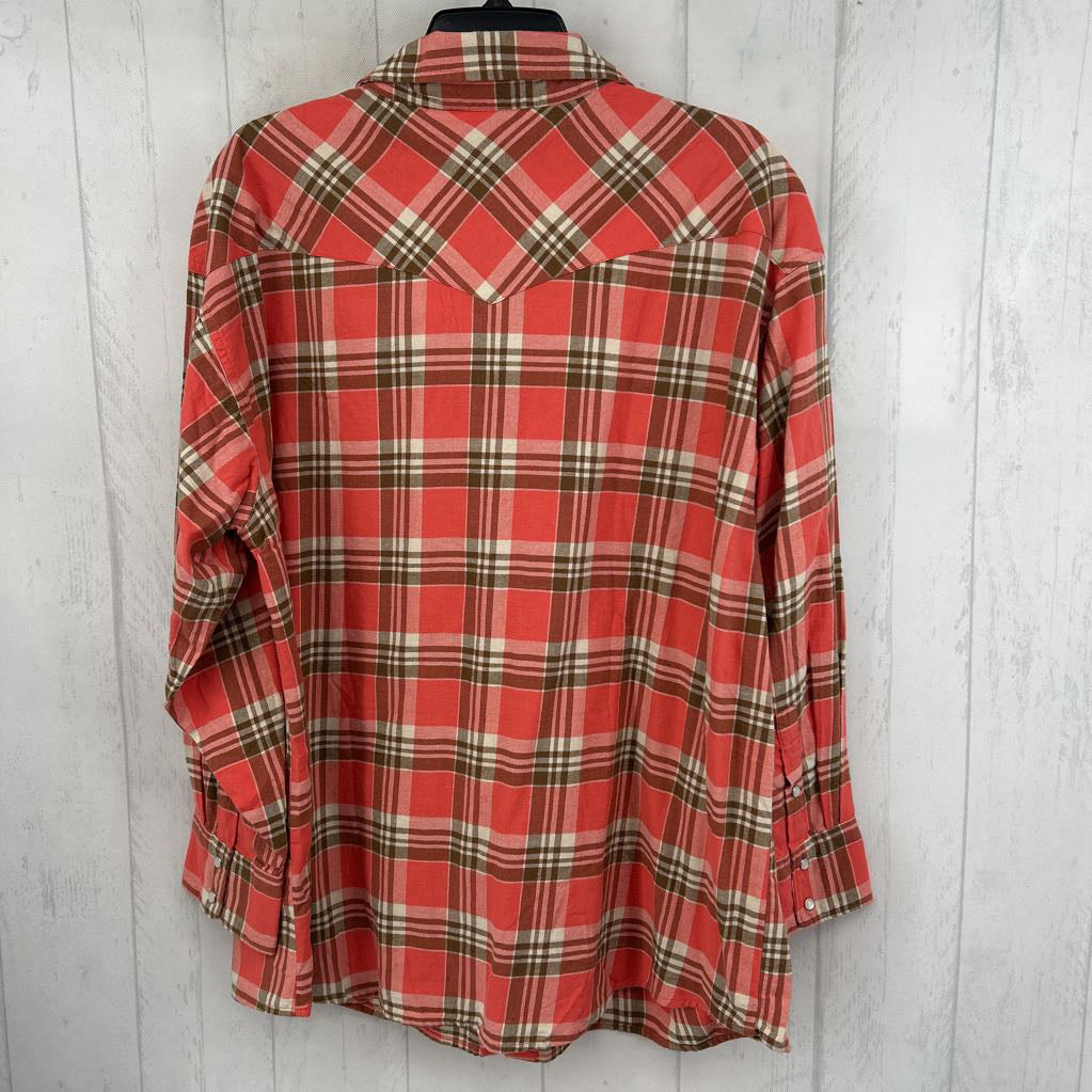 2X plaid button down l/s top