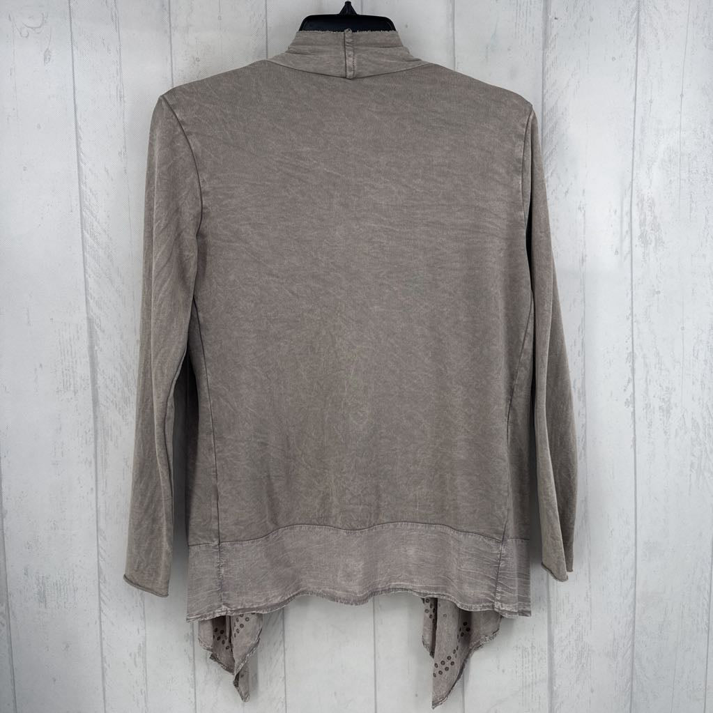 S studded draped front cardi