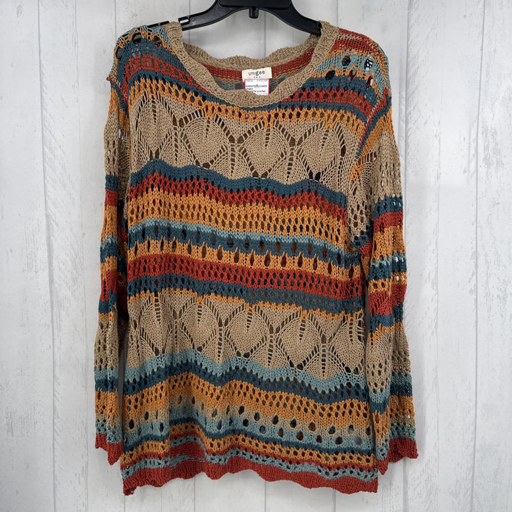 S colorful crochet sweater