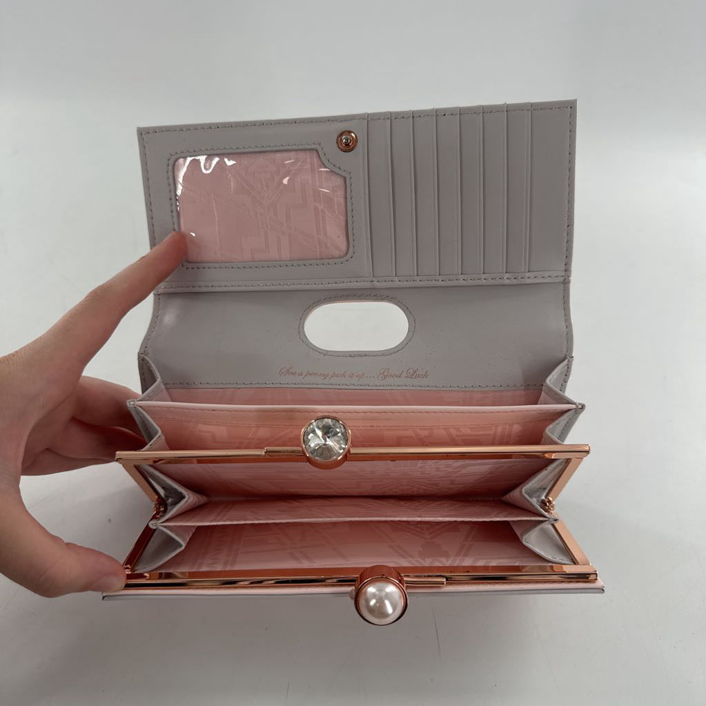 patent window box blossom floral print wallet/clutch
