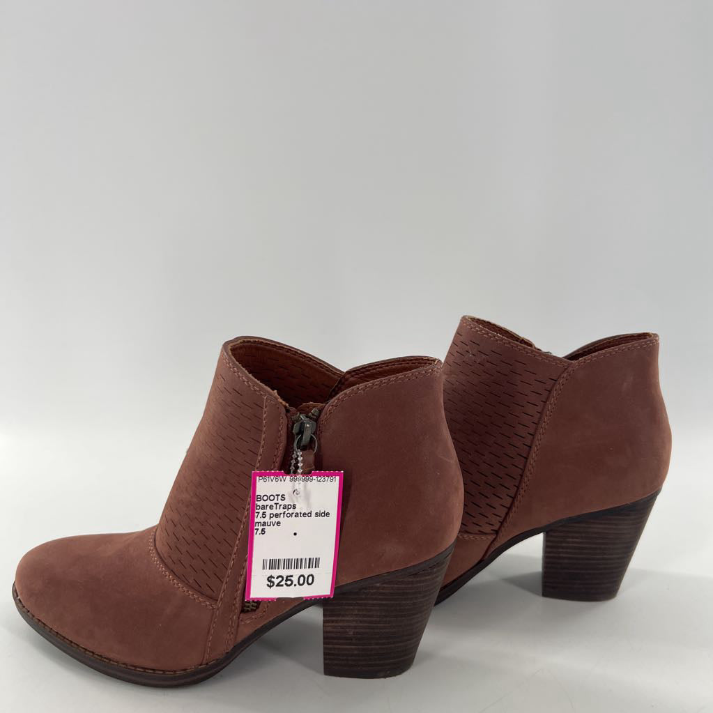 7.5 perforated side zip ankle boots