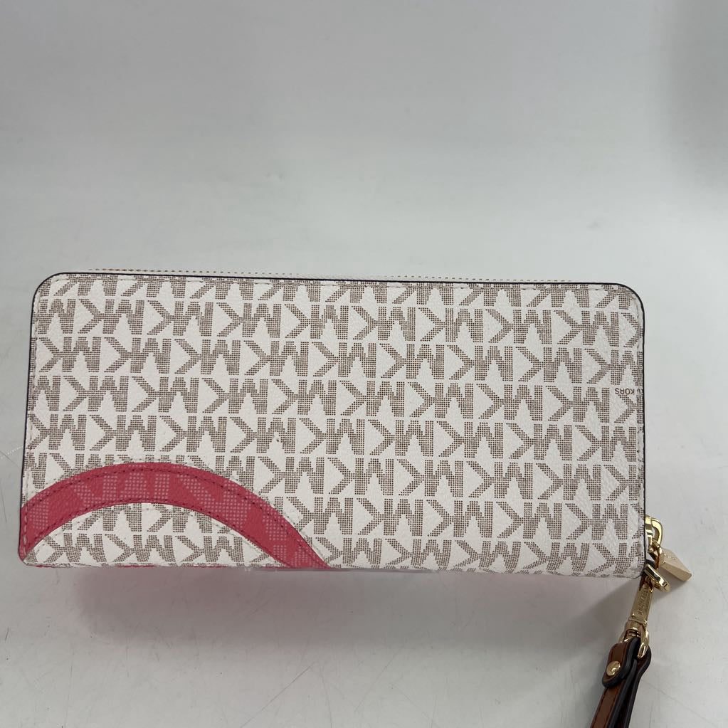 monogram graphic logo zip around wallet/wristlet/clutch