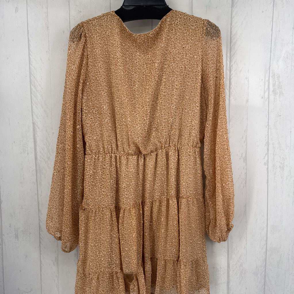 L animal print crossover l/s dress