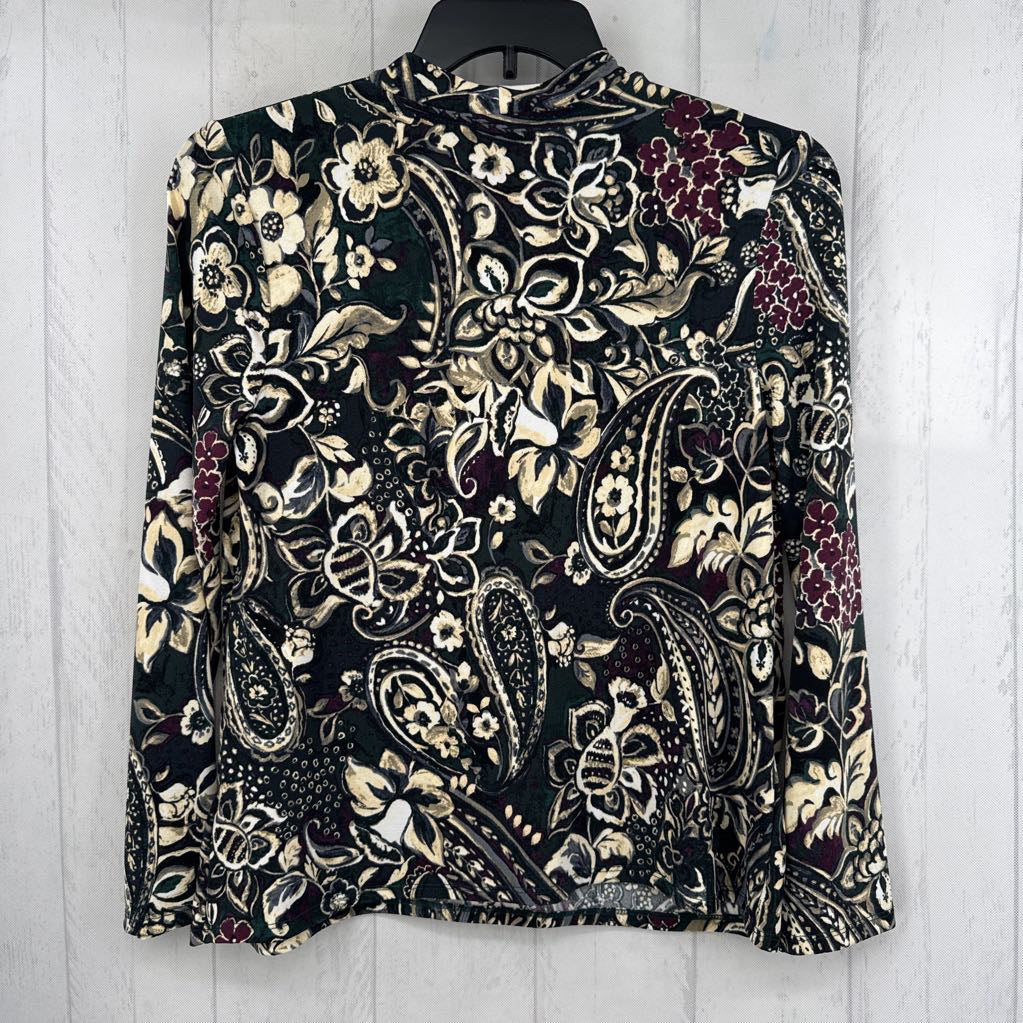 L paisley print gathered l/s top