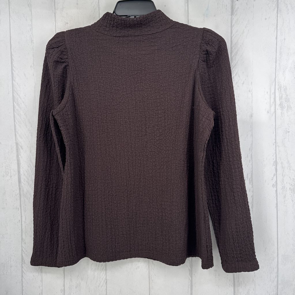 L textured mock neck l/s top