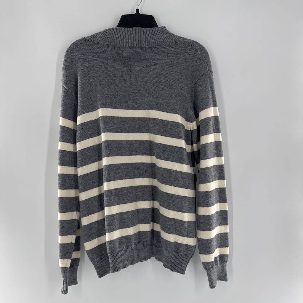 L mockneck striped sweater
