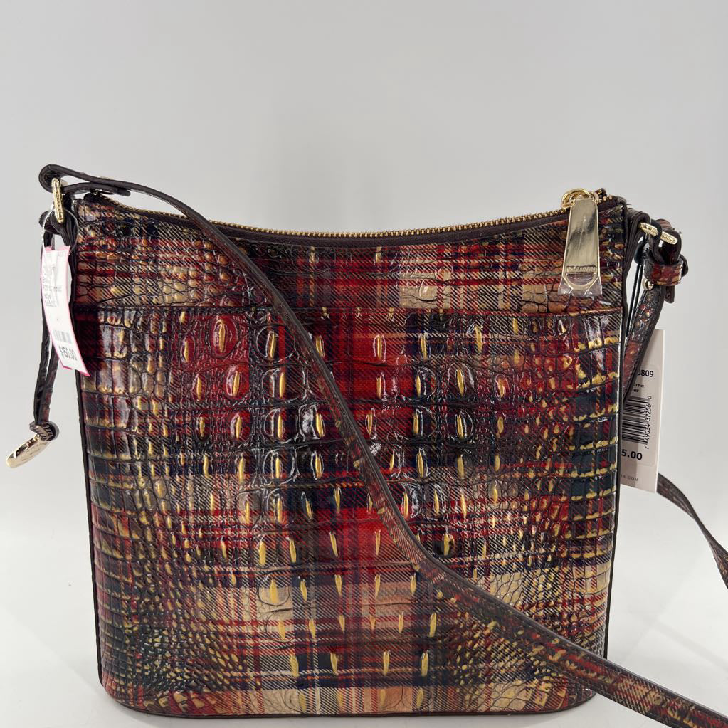 R215 tartan plaid pattern croc embossed crossbody