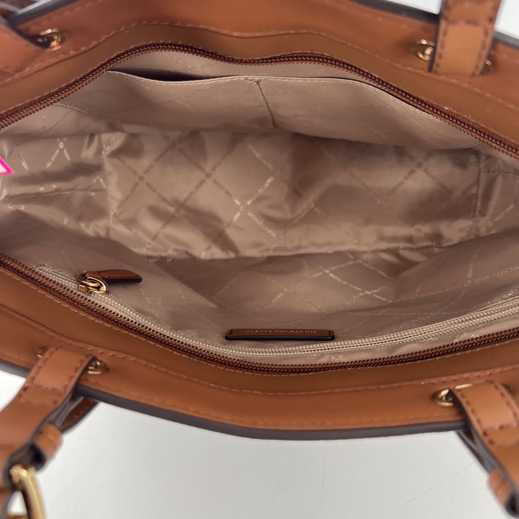 monogram top zip tote w/ 2 front pockets
