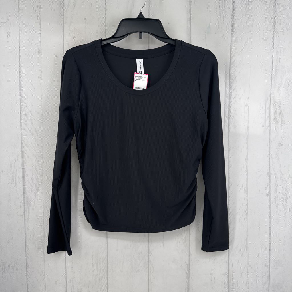 M ribbed ruched sides l/s top