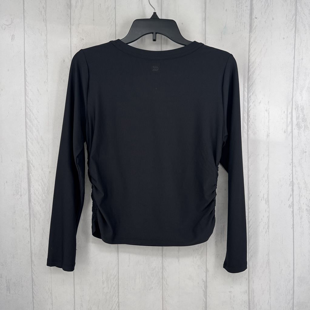 M ribbed ruched sides l/s top