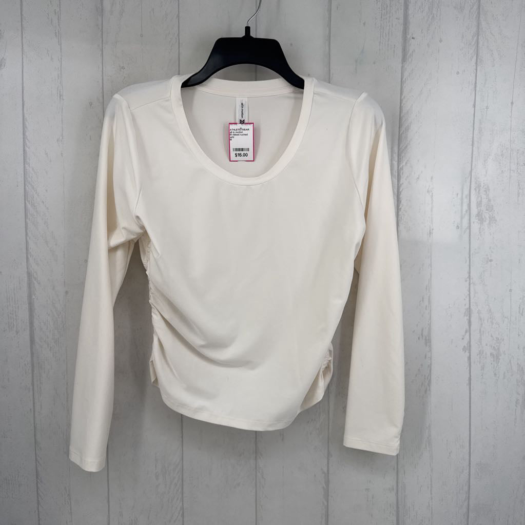 M ribbed ruched sides l/s top