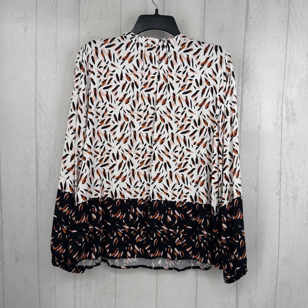 M printed tie-front l/s top