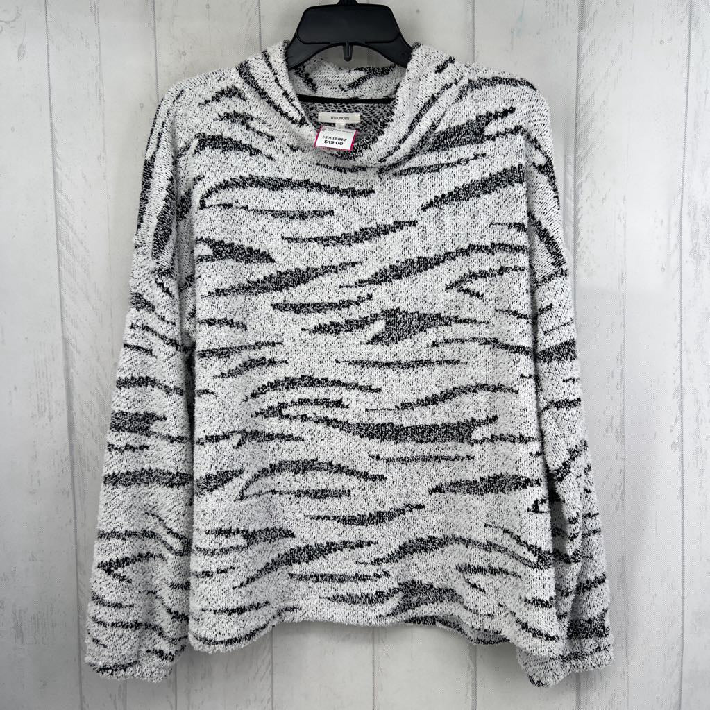 XL textured striped mockneck l/s top