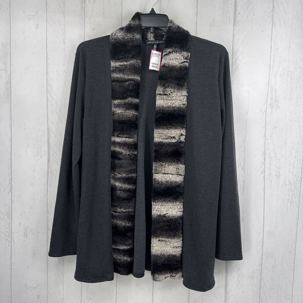 XL faux fur trim cardi