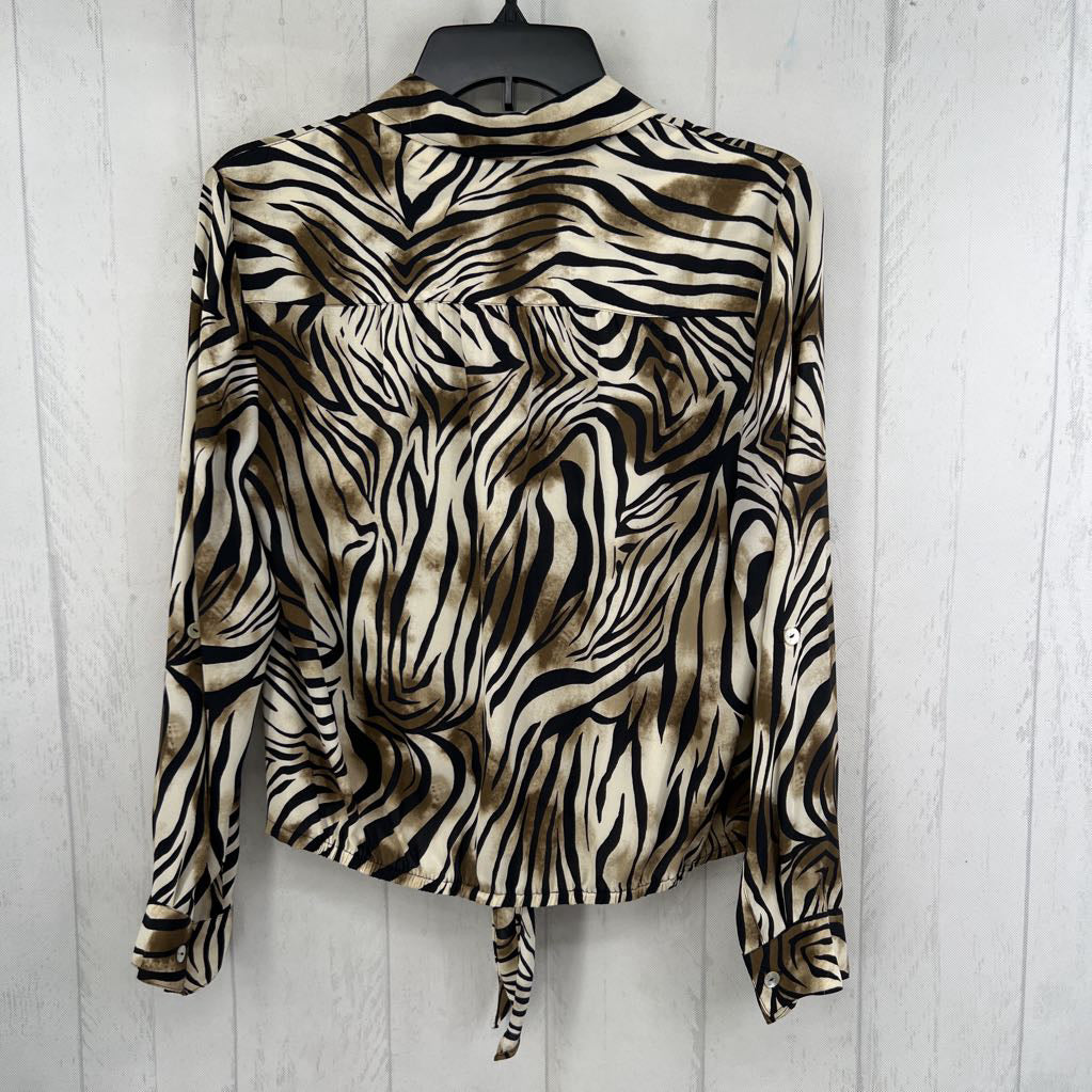 S animal print button down l/s top