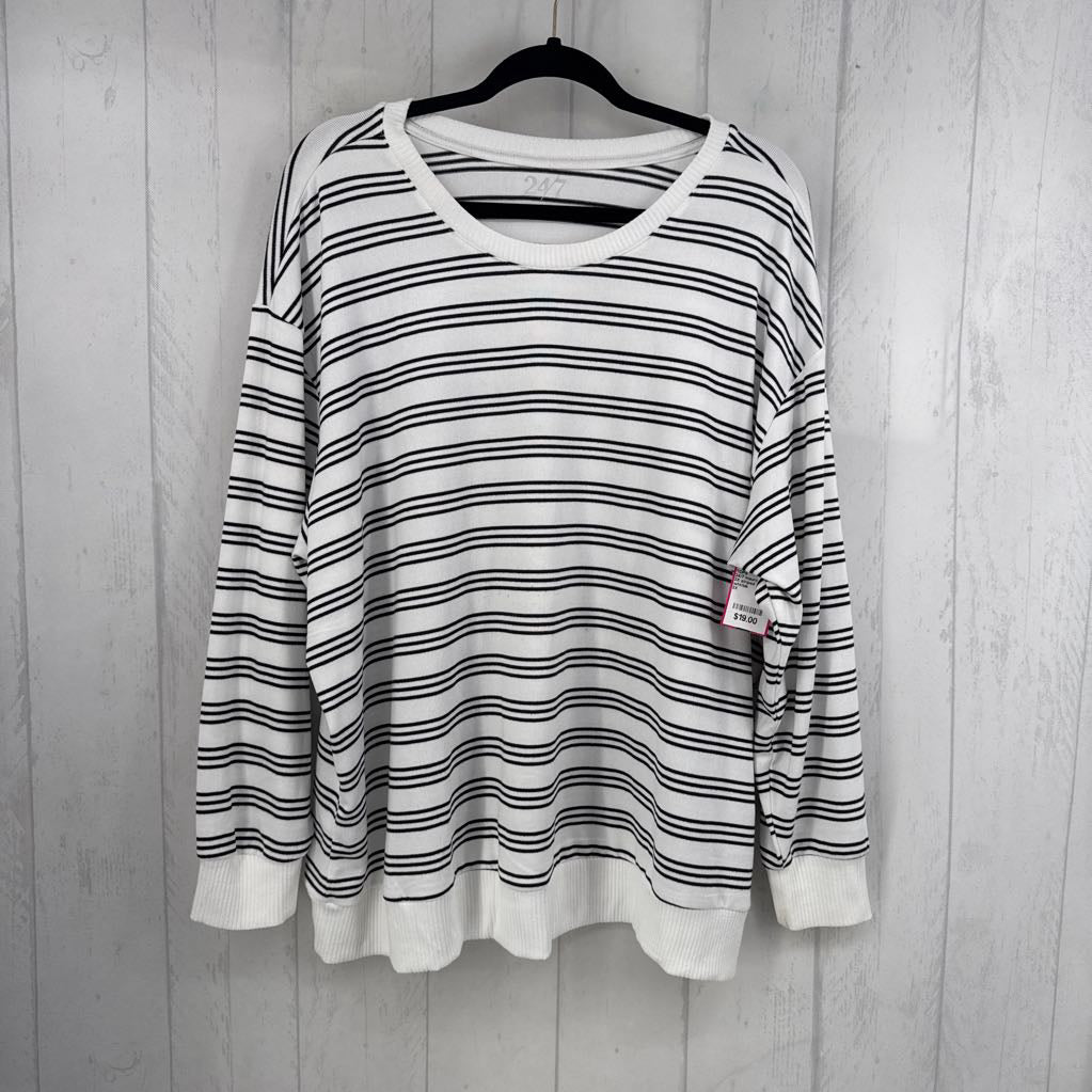 2X striped crewneck l/s top