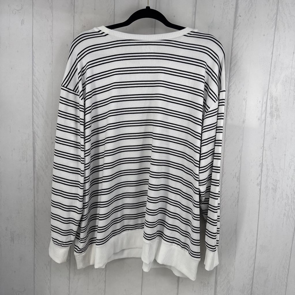 2X striped crewneck l/s top