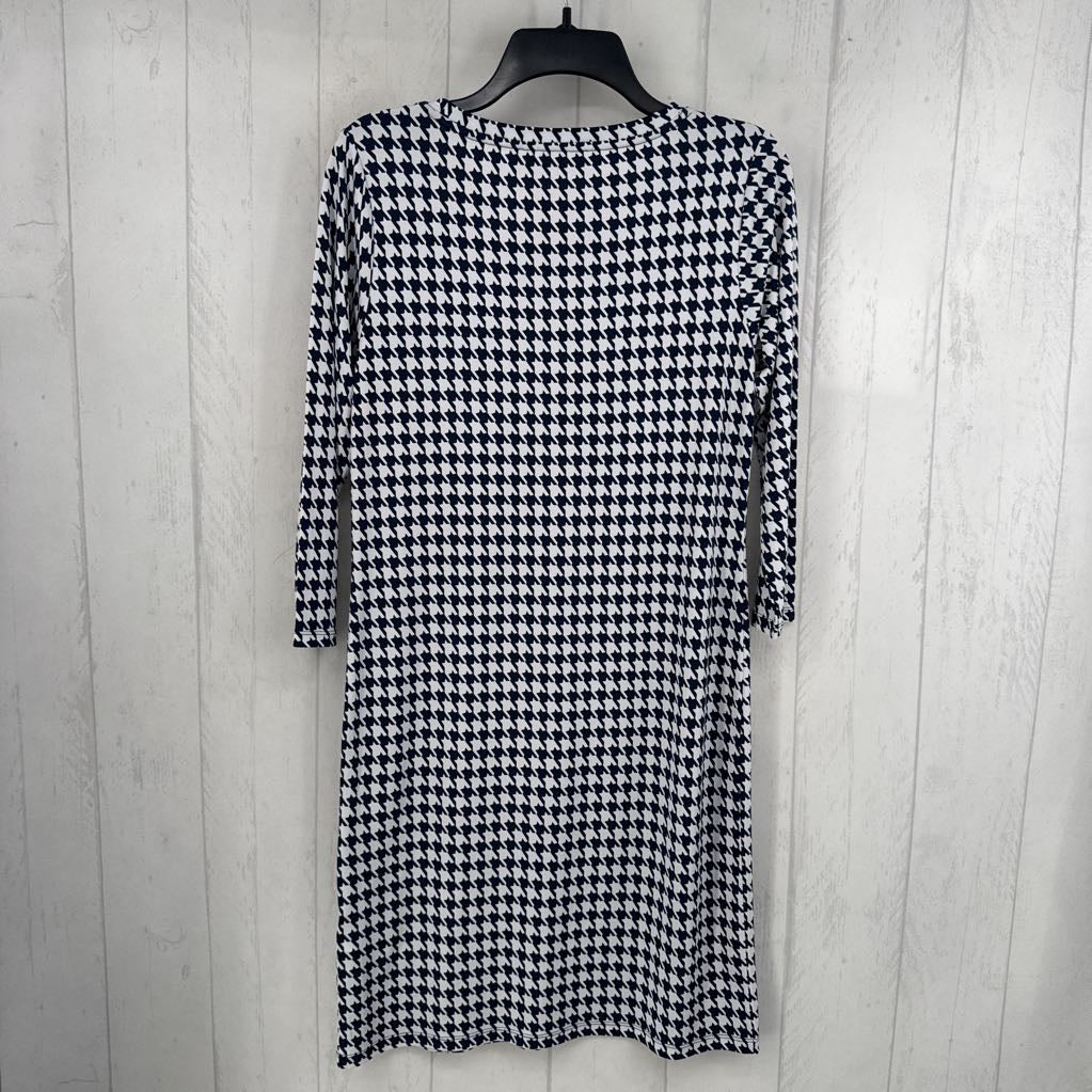 S houndstooth 3/4 slv dress