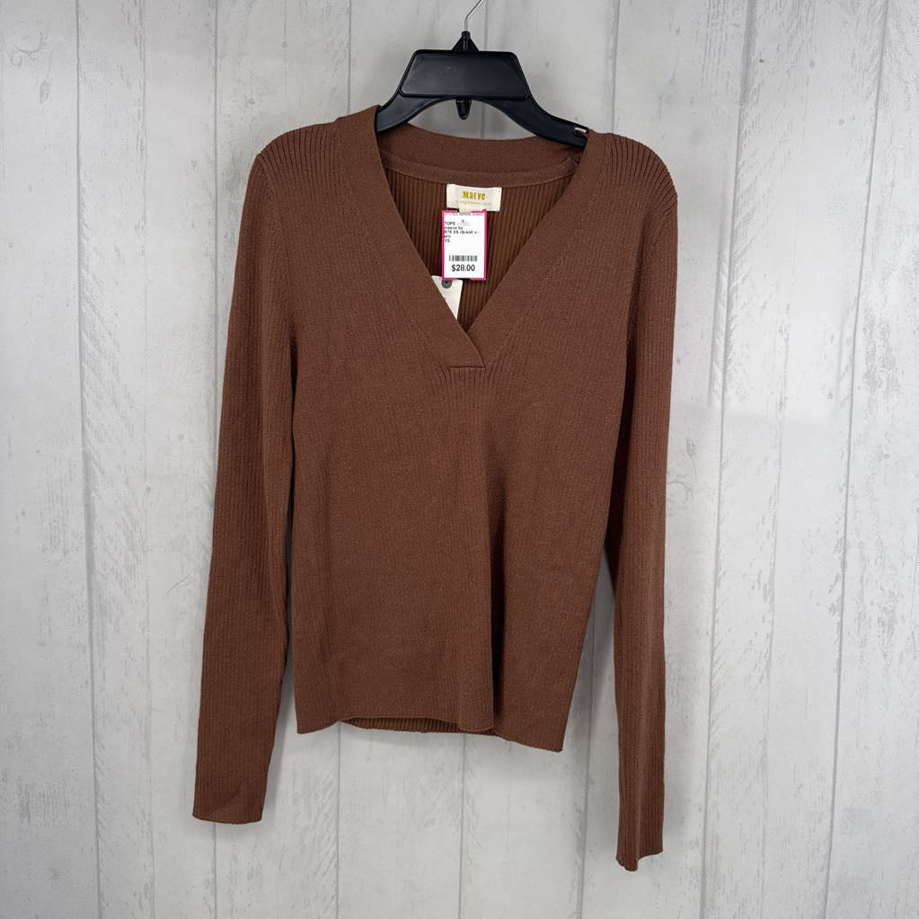 R78 XS rib-knit v-neck l/s top