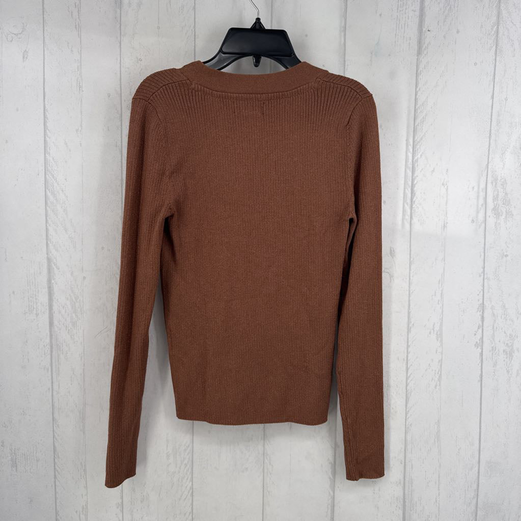 R78 XS rib-knit v-neck l/s top