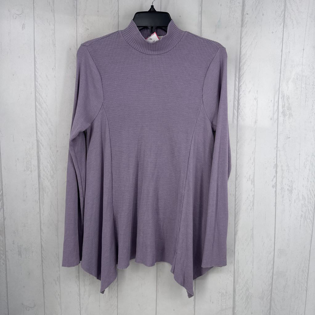 XS waffle-knit mock neck l/s top