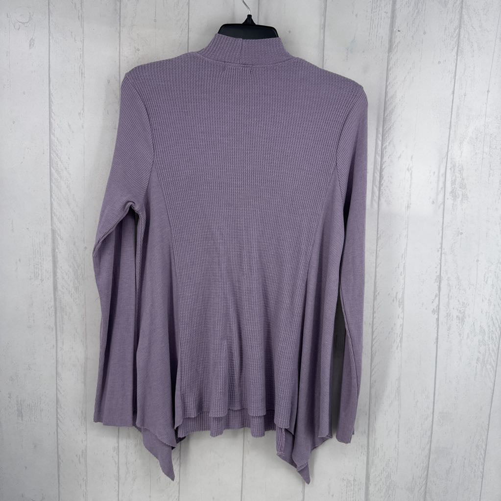 XS waffle-knit mock neck l/s top
