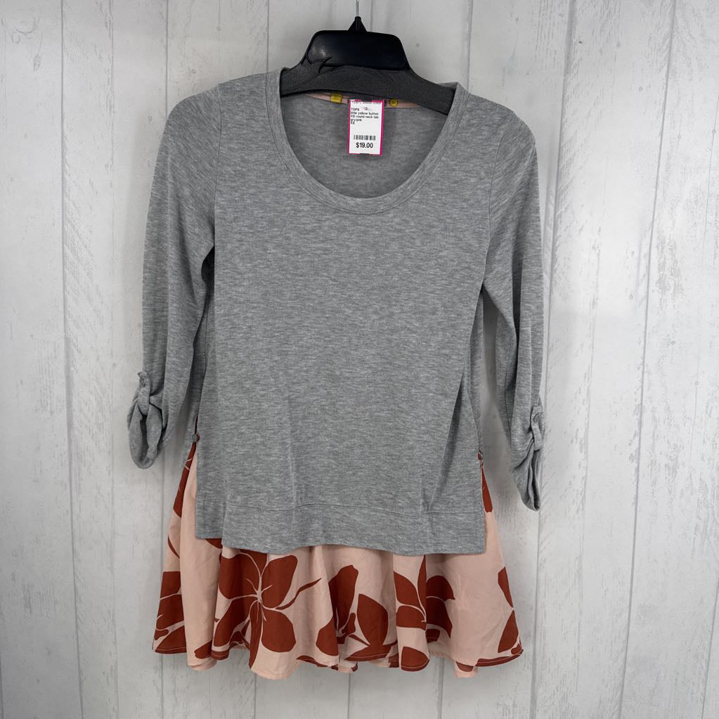 XS round neck tab slv layered hem top