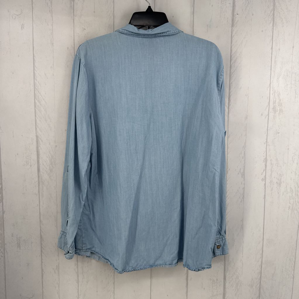 L denim button down l/s top