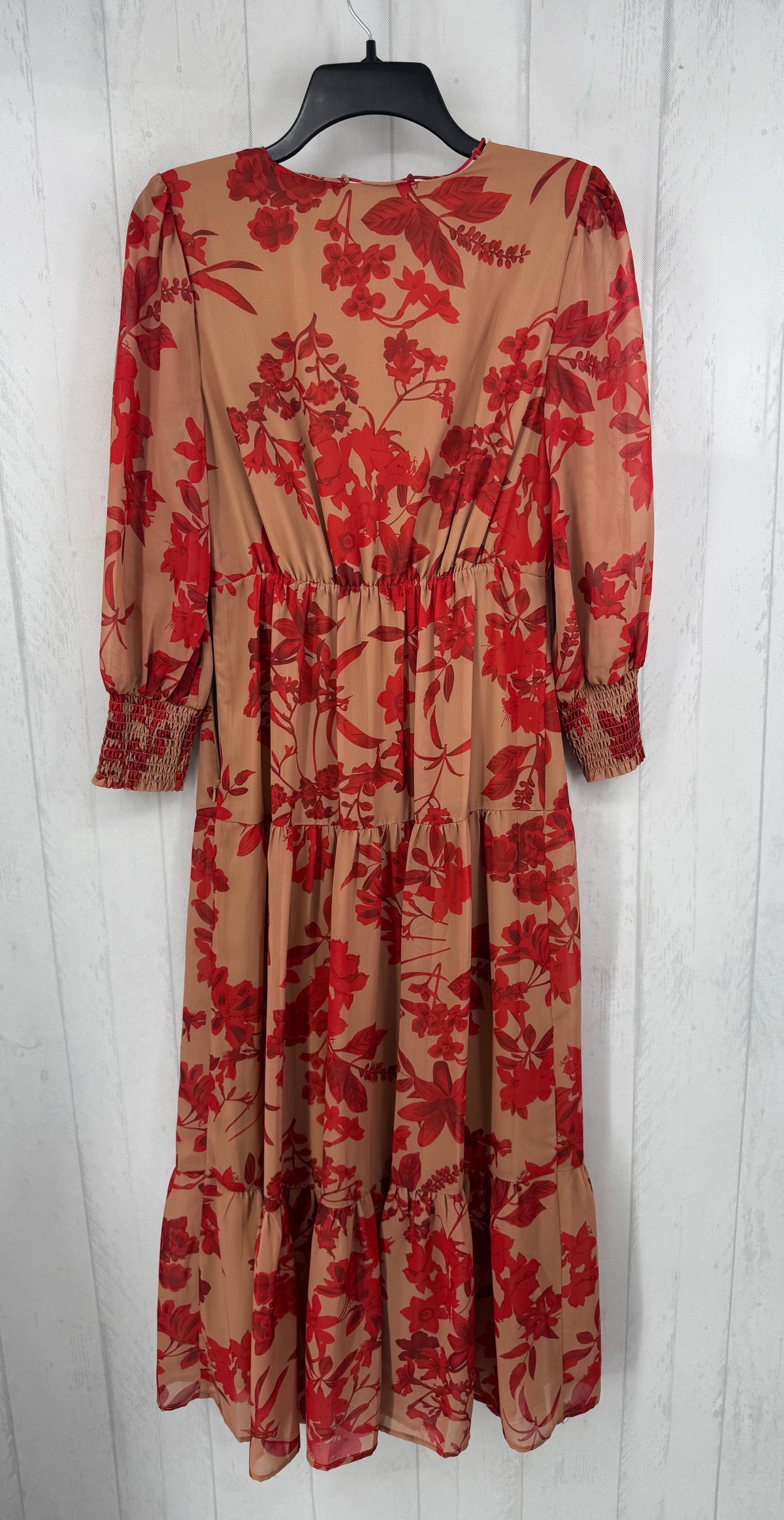 2 flo print tie-front 3/4 slv dress