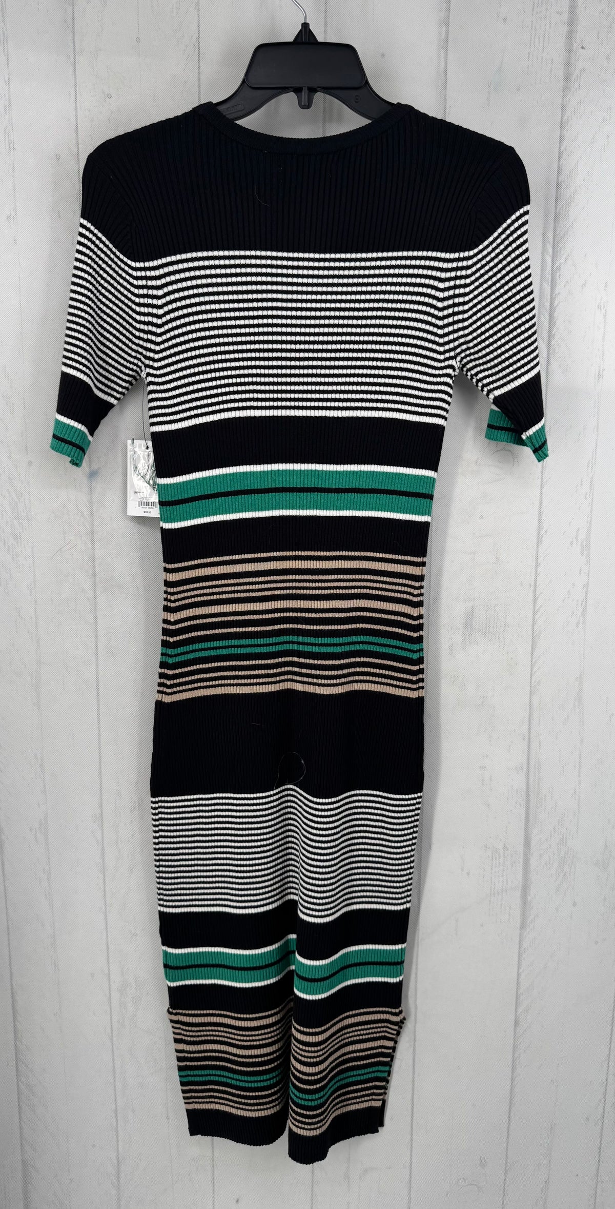 R40 M rib knit striped s/s dress