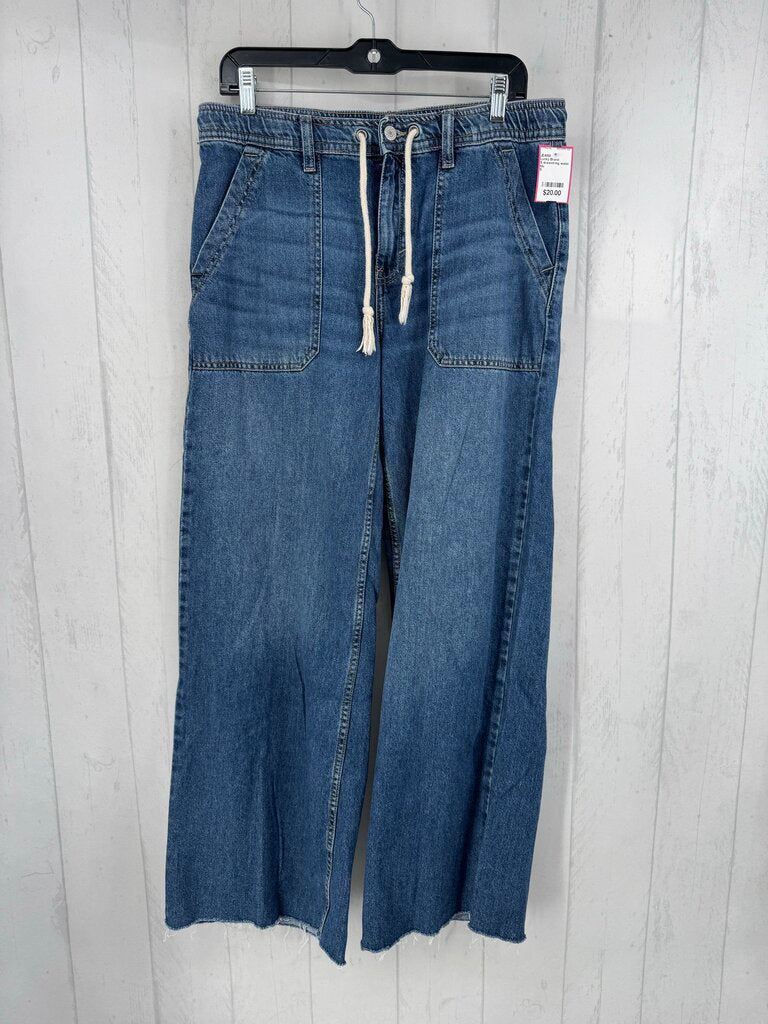 S drawstring waist wide leg jean