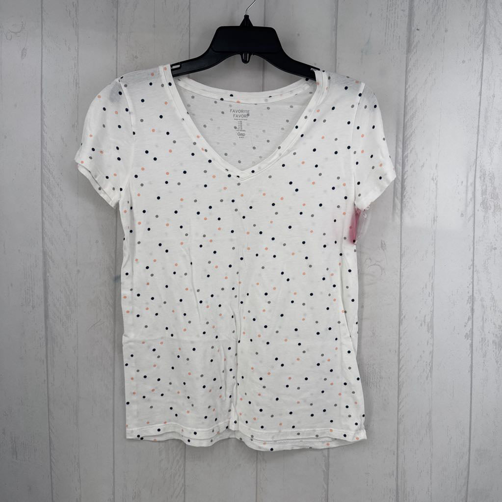 M polka dot v-neck s/s tee