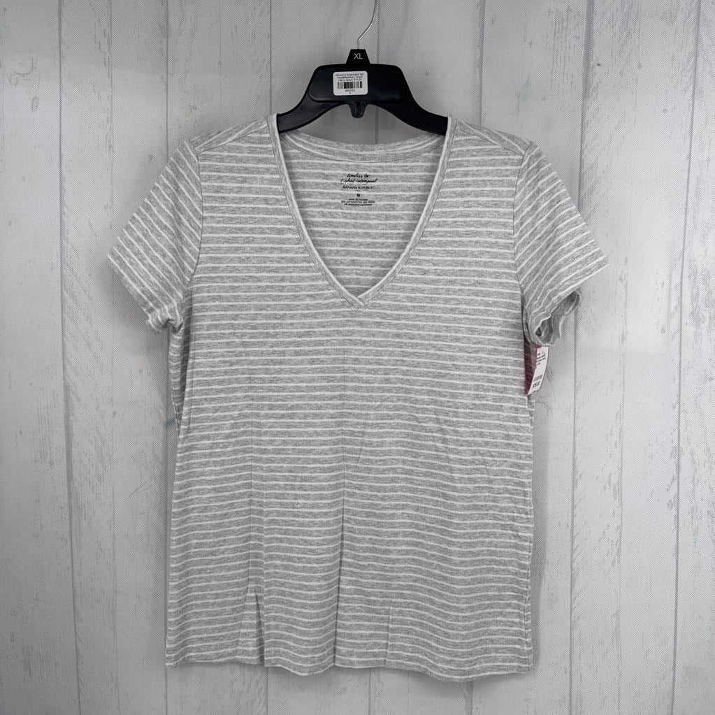 M striped v-neck s/s tee