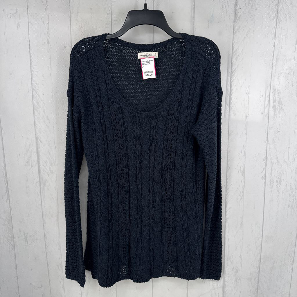 M scoop neck crochet sweater
