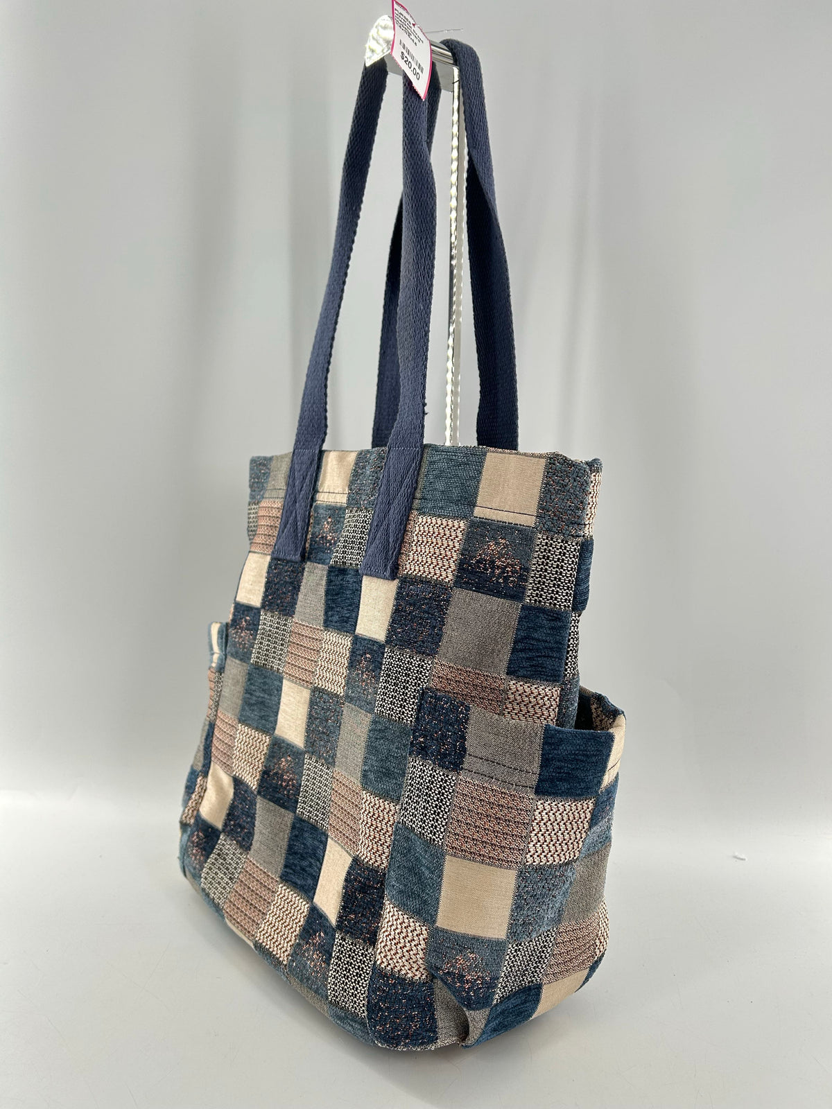 checkerboard patchwork canvas tote