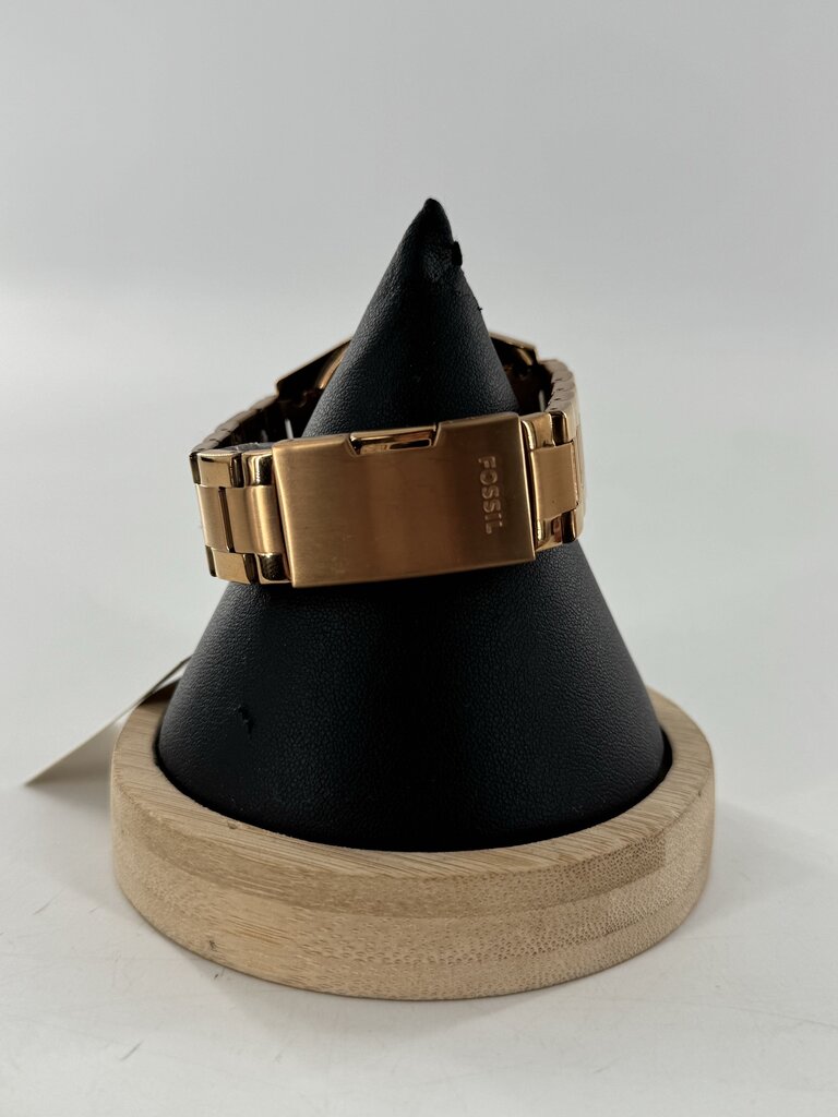gold tone blue face watch