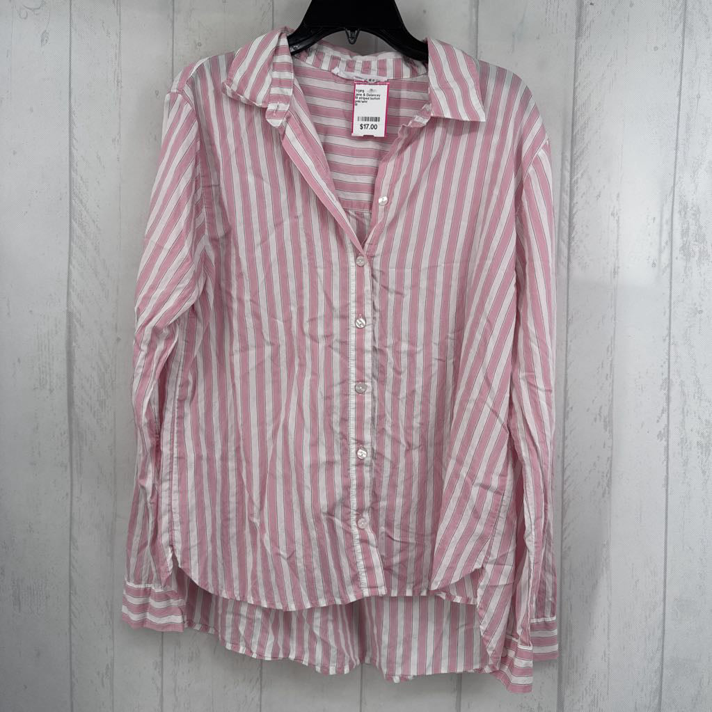 M striped button down l/s top