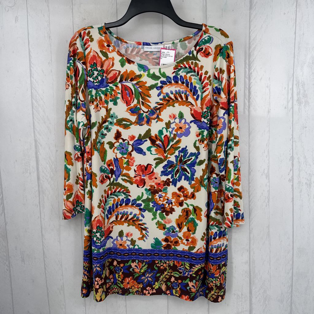 Lp flo print 3/4 slv top