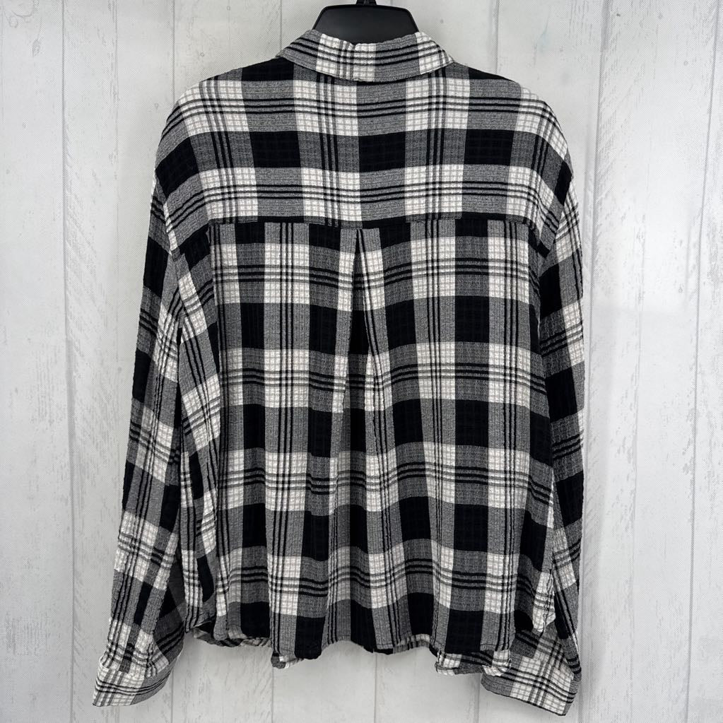 L plaid button down l/s top