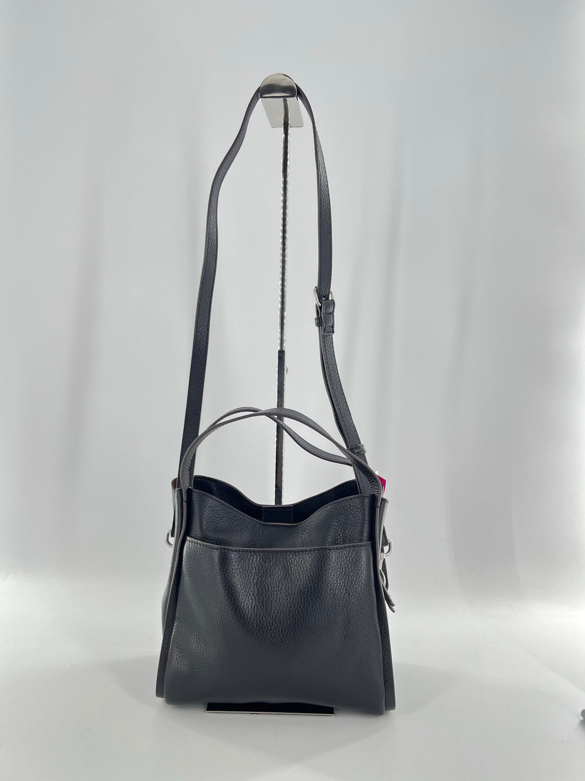 top handle leather triple entry satchel