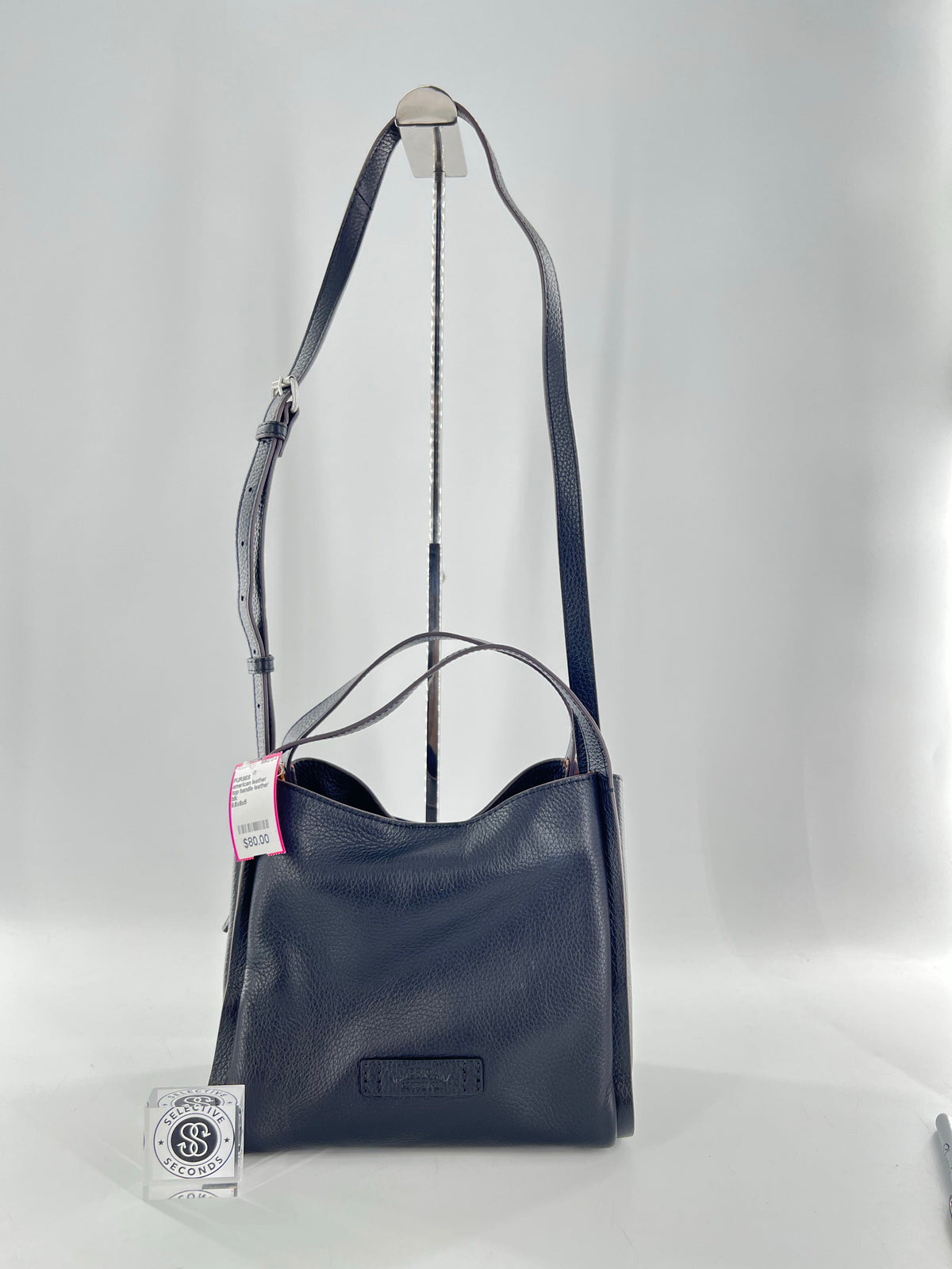 top handle leather triple entry satchel